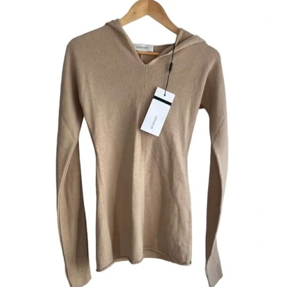 MaxMara SportMax Beige Cashmere Wool Centro Hooded Sweater Small - Picture 6 of 9
